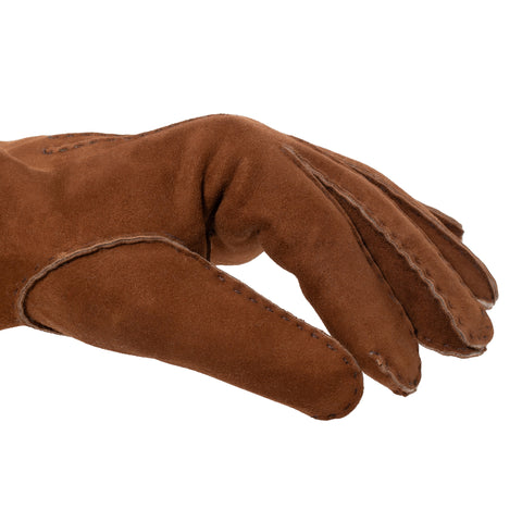 Gants en peau lainée mahogany