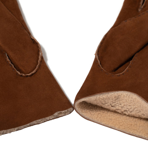 Gants en peau lainée mahogany