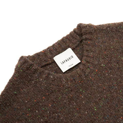 Gros pull en laine boutonnée marron