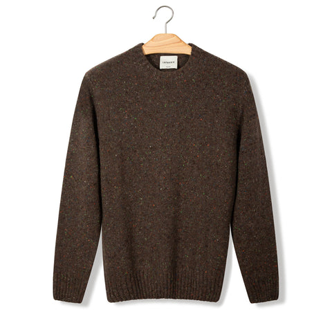 Gros pull en laine boutonnée marron