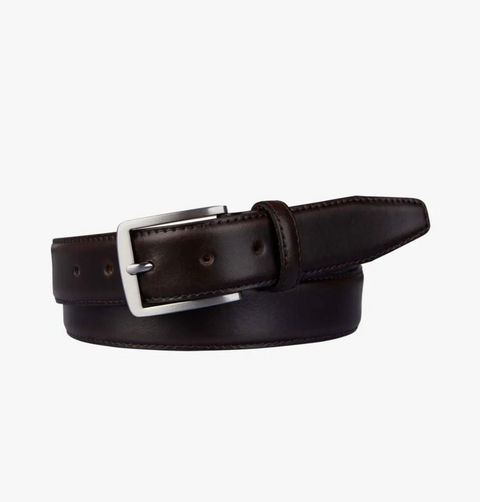 Ceinture cuir pleine fleur surpiquée marron