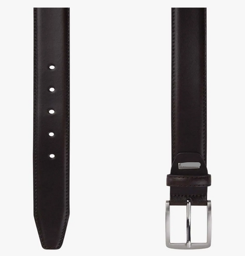 Ceinture cuir pleine fleur surpiquée marron