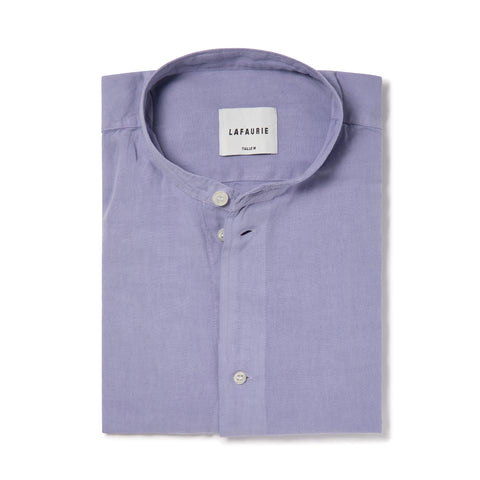 Chemise Lafaurie  à col mao en lin lavande