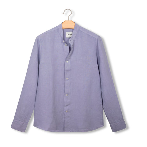 Chemise Lafaurie  à col mao en lin lavande