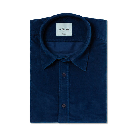 Chemise en velours indigo