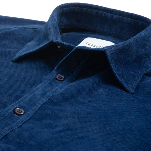 Chemise en velours indigo