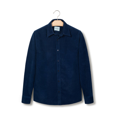 Chemise en velours indigo