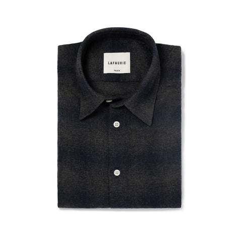 Chemise en flanelle à carreaux Lafaurie marine/gris