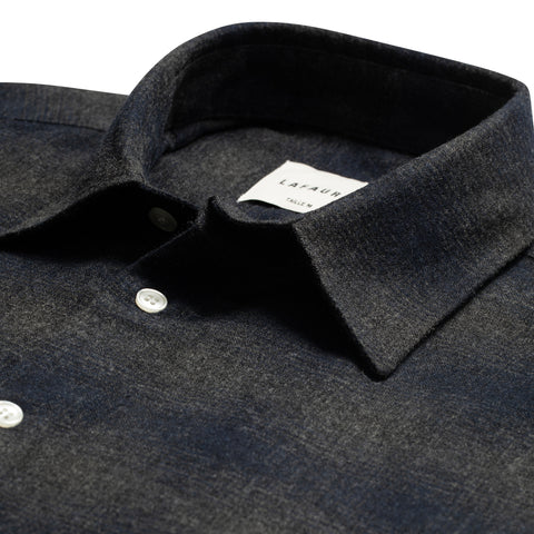 Chemise en flanelle à carreaux Lafaurie marine/gris