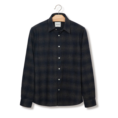 Chemise en flanelle à carreaux Lafaurie marine/gris