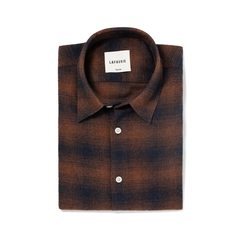 Chemise en flanelle à carreaux Lafaurie fauve/noir
