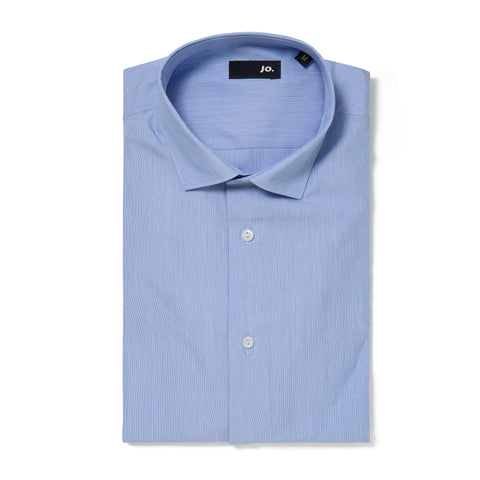 Chemise en coton à motif faux uni bleu