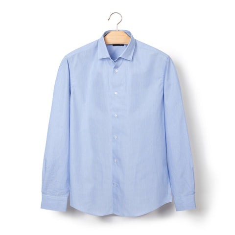 Chemise en coton à motif faux uni bleu