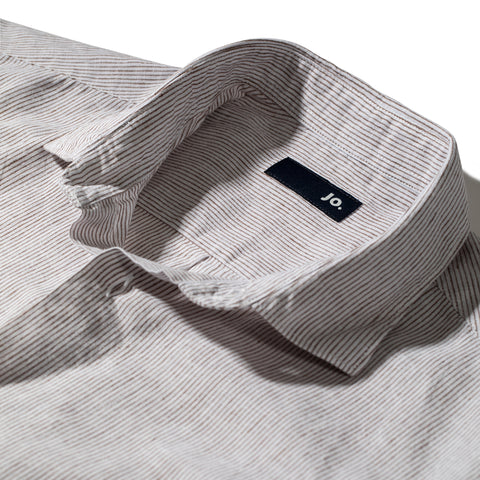 chemise rayée en lin & coton chocolat
