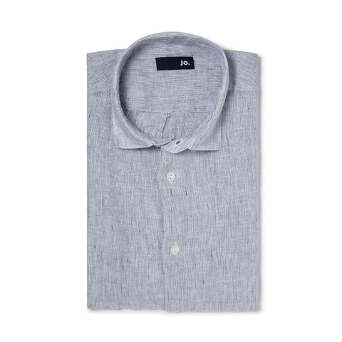 chemise rayée en lin marine