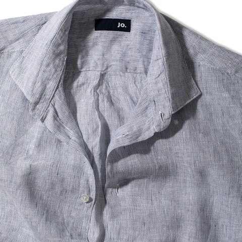 chemise rayée en lin marine