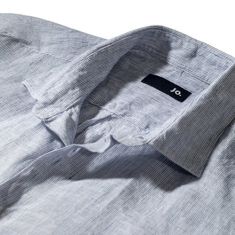 chemise rayée en lin marine