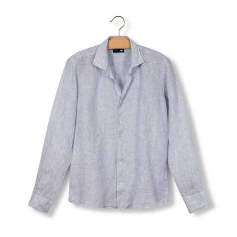chemise rayée en lin marine