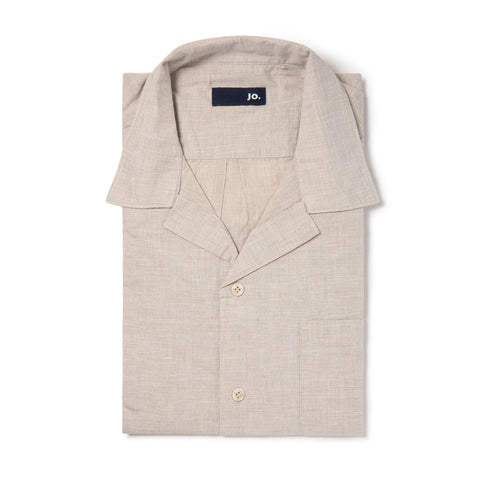 Chemise à manches Jo. en coton beige