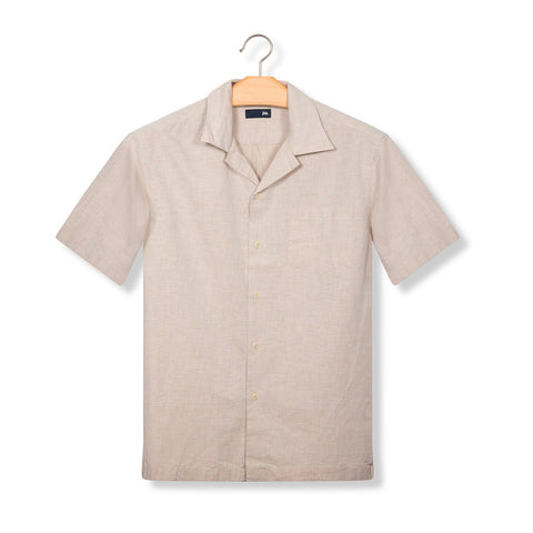 Chemise à manches Jo. en coton beige