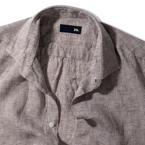 Chemise faux uni en lin marron