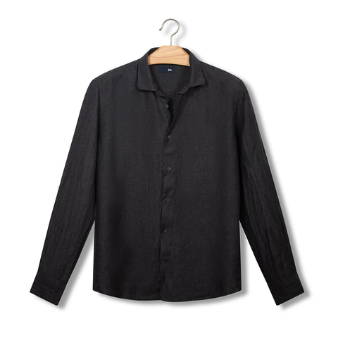 Chemise en lin charbon