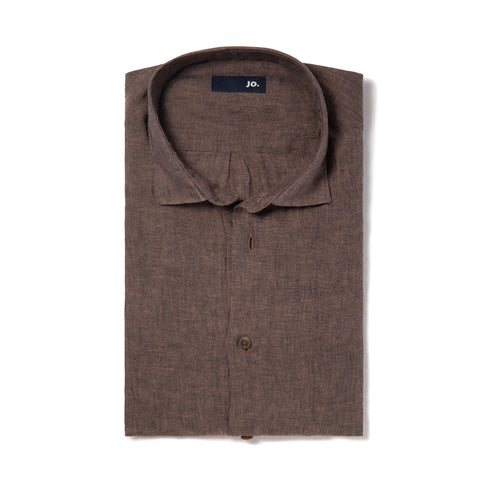 Chemise en lin marron ébène