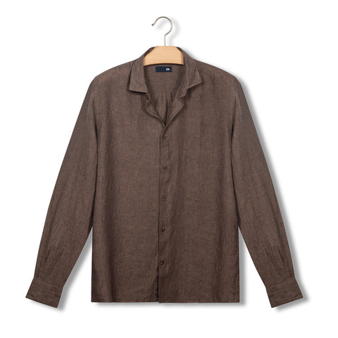 Chemise en lin marron ébène