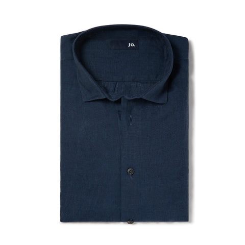 Chemise en lin bleu pétrole