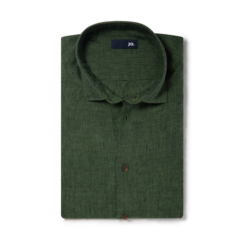 Chemise en lin vert forêt