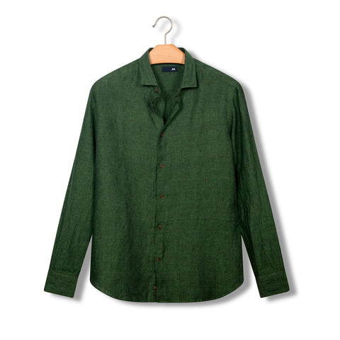 Chemise en lin vert forêt