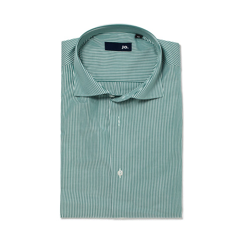 Chemise formelle à fines rayures bâton vert