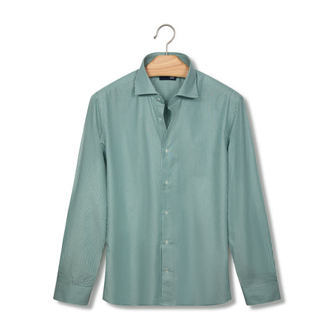 Chemise formelle à fines rayures bâton vert