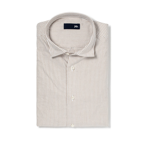 Chemise Jo. en oxford lavé rayures beige