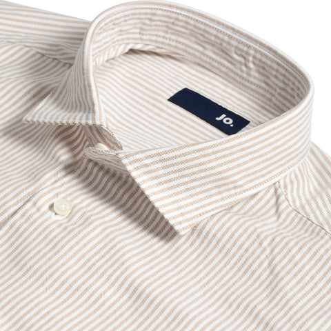 Chemise Jo. en oxford lavé rayures beige