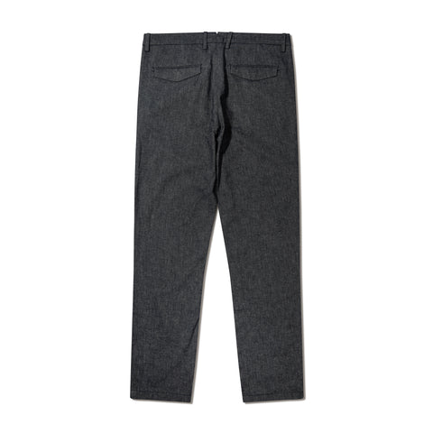 Chino à pinces en coton & lin bleu marine.
