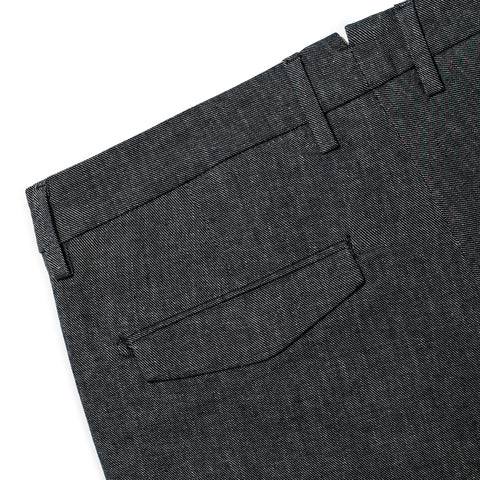 Chino à pinces en coton & lin bleu marine.