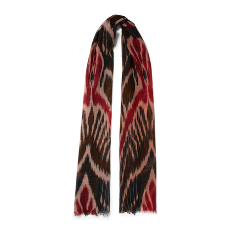 Écharpe en laine à motifs marron / rouge