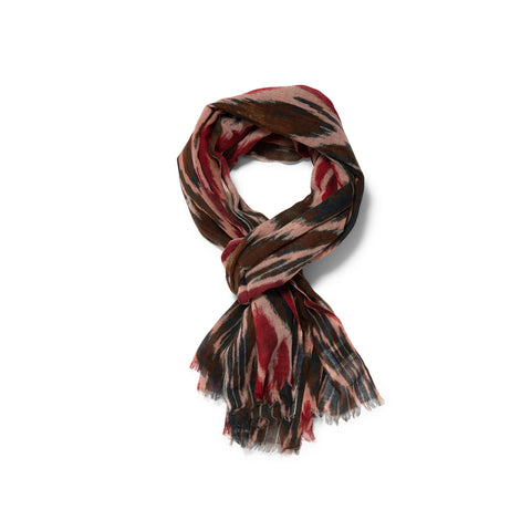 Écharpe en laine à motifs marron / rouge