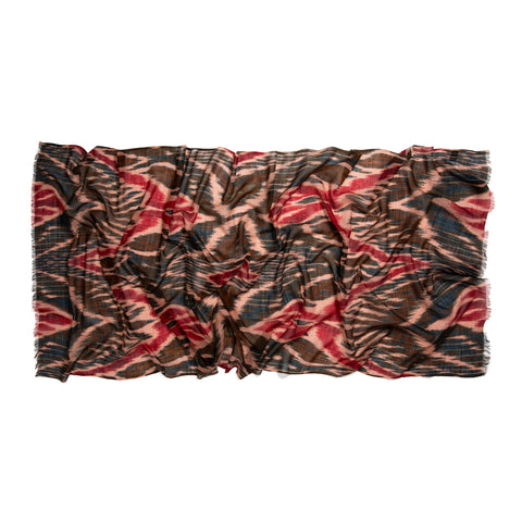 Écharpe en laine à motifs marron / rouge