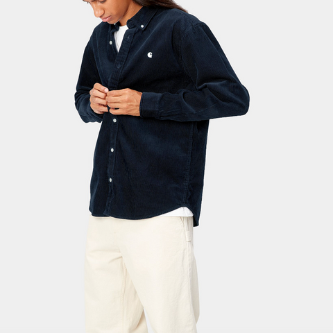 Chemise en velours épais navy