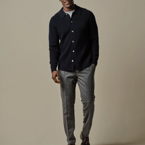Cardigan en maille anglaise navy