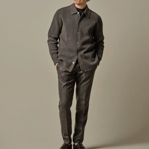 Cardigan en maille anglaise marron