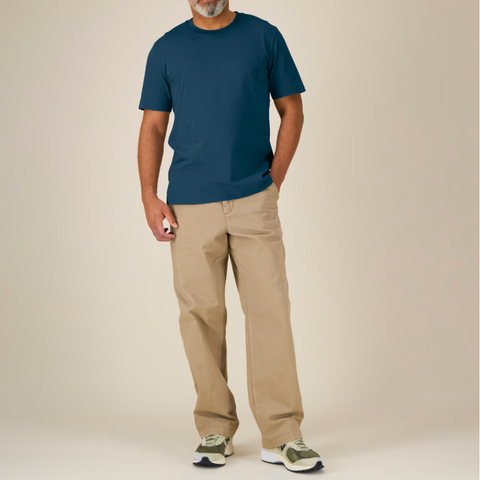 Tee-shirt en coton bio col rond bleu pétrole