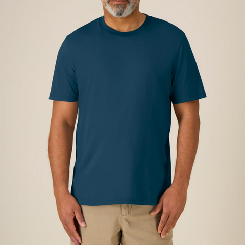 Tee-shirt en coton bio col rond bleu pétrole