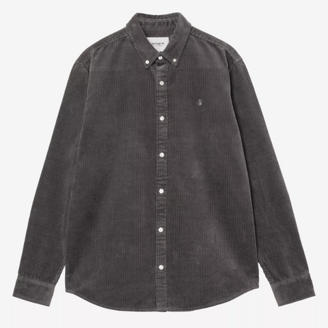 Chemise en velours épais gris graphite
