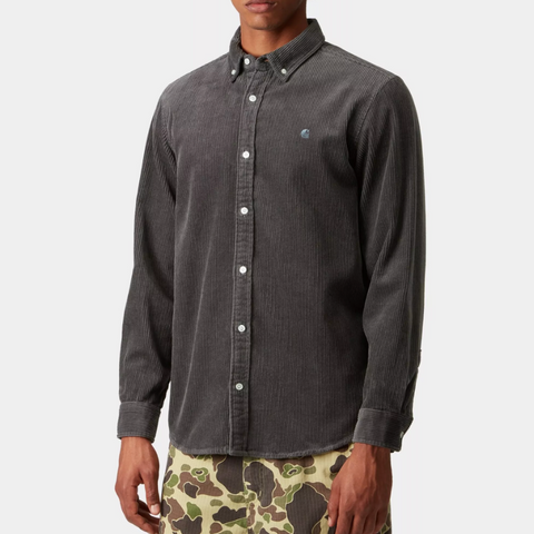 Chemise en velours épais gris graphite