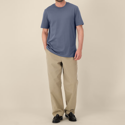 Tee-shirt en coton bio col rond gris bleu