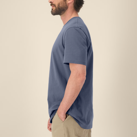 Tee-shirt en coton bio col rond gris bleu