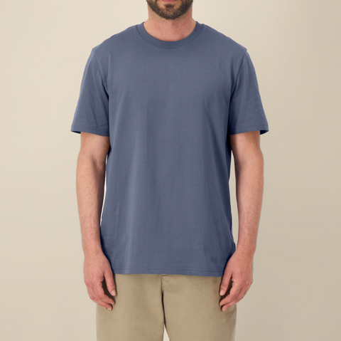Tee-shirt en coton bio col rond gris bleu